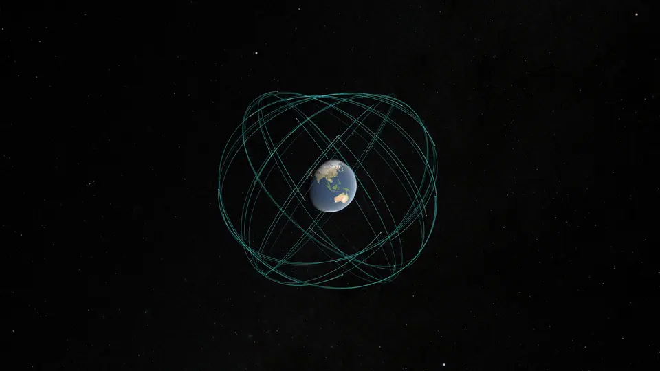 Esquema de las órbitas de la constelación de satélites GPS alrededor de la Tierra